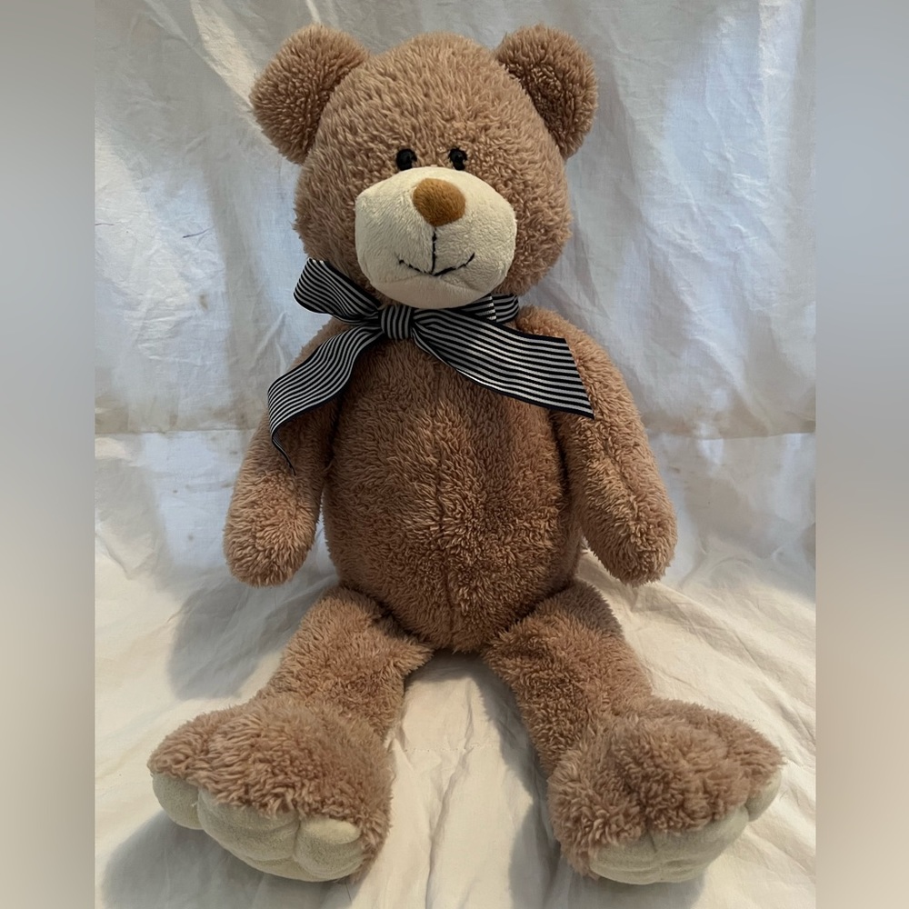 Circo | Teddy Bear | Soft Light Brown with Blue Striped Ribbon |